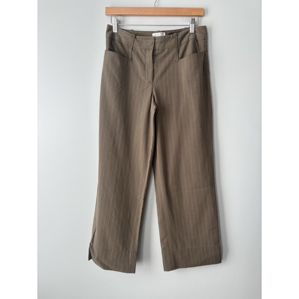 Vintage Max Studios Y2K 90s Brown  Wife Leg Pinstripe Midrise Trousers Size 4